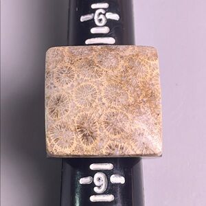 Vintage Fossilized Coral Hand carved Ring